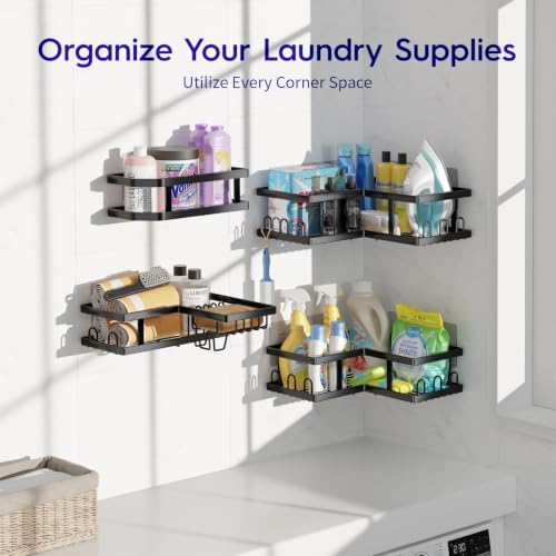 Youvip Corner Shower Caddy-No Drilling Shelves Wall Mounted, Black - Image 6