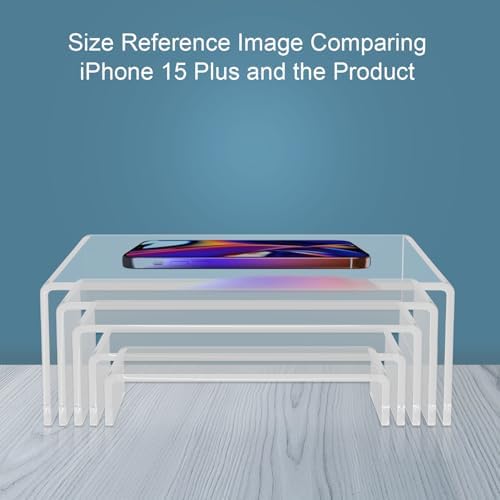 10 Pack acrylic display stand, Acrylic Display Risers, 5 Sizes Clear Product Stand, Jewelry Display Riser Shelf Showcase Fixtures For Collectibles Display, Toy Figure Display - 2 Sets (6.8" to 10") - Image 4