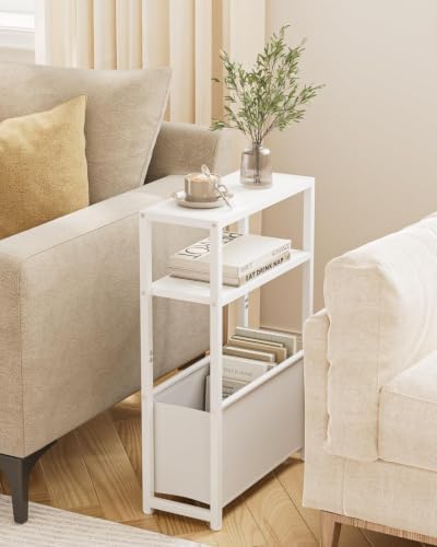 Leomonio Slim Side Table, Narrow End Table with Shelves by Leomonio