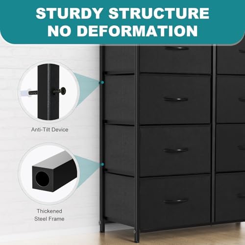 OLIXIS 8 Drawer Storage Dresser for Bedroom, Black Closet Organizers Units - Image 6