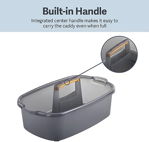Casabella Cleaning Storage Caddy with Handle Plastic Multipurpose Organizer, Rectangle, 1.85-Gallon, Gray - Image 3