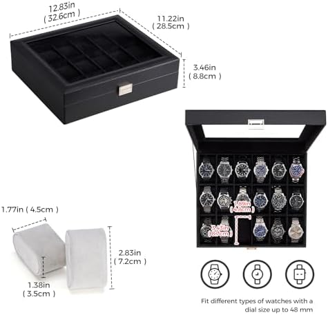 ProCase Watch Box Organizer, 18 Slot Watch Display Case, Allblack - Image 5
