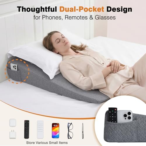 Vekkia 34" Extra-Long Wedge Pillow, 5.5" Bed Wedge Pillow for Sleeping,Gray - Image 5