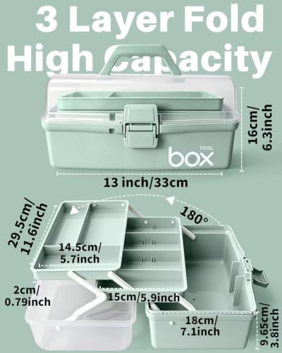 TERGOO 13in Lager Plastic Craft Organizer and Storage 3-Layer Tackle Box - Image 2
