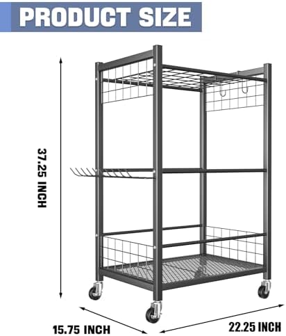 WALMANN Garden Tool Organizer on Wheels, Rakes/Shovels/Yard Tools Stand, M - Image 3