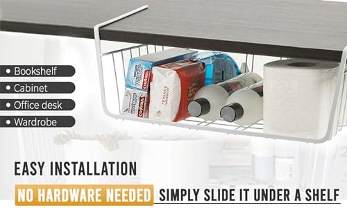 YBM Home Under Shelf Wire Basket Storage Organizer for Kitchen Pantry - Hanging Storage Cabinet Organizer Rack Adds Extra Storage Space Underside the Shelf (1, Medium) - Image 6