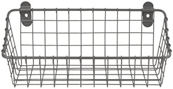 Spectrum Small Wire Wall Basket Industrial Gray Rustic Wall Bin, Vintage Wire Basket Wall Mount Organizer Wall Mount Hanging Wire Caddy, Modern Wire Basket for Versatile Wall Mount Storage - Image 2