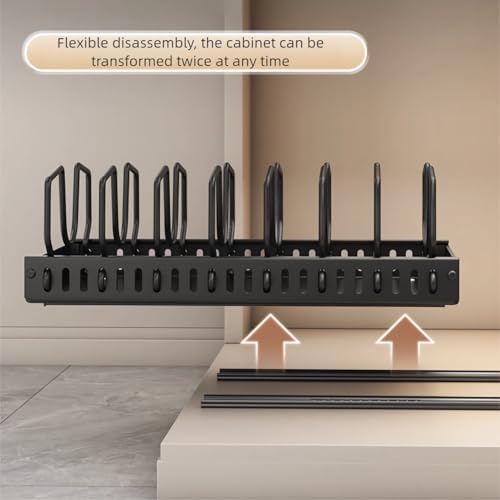 pots and pans organizer under cabinet,pot lid organizers inside cabinet holders for kitchen,Horizontal and vertical pulling modes,cast iron storage (White vertical pull-out) - Image 6