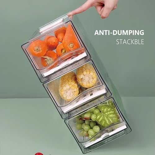 Fridge Organizers and Storage, BPA-Free Large Capacity Stackable Clear Fridge Organizer, With Strainer Layer Keep Fruits, Vegetables and Meat Fresh in refrigerator, freezer, Food Storage ( 2 Drawers) - Image 6