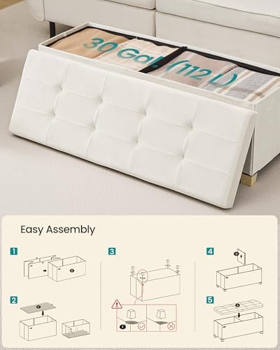 SONGMICS Storage Ottoman Bench with Legs, Flipping Lid, 43.3 Inches - Image 5