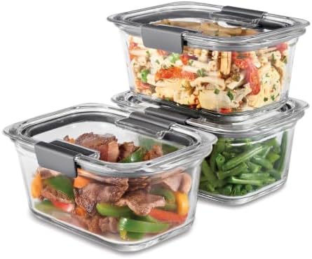 Rubbermaid Brilliance Glass Storage 4.7-Cup Food Containers with Lids Set of 3 Clear by Rubbermaid