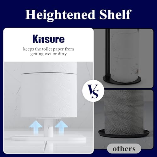 Kitsure Metal Toilet Paper Holder Free Standing, Medium, White - Image 4