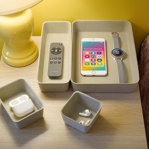 Welaxy Office Felt Desk Drawer Organizer Tray 8pc Stone Natural Storage Bin - Image 3