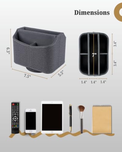 LAMOTI Remote Control Holder, 360° Rotating PU Leather Desk Organizer - Image 7