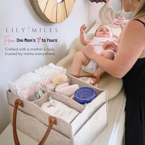 Lily Miles Baby Diaper Caddy Organizer, Nursery Storage Basket for Newborn Essentials, Neutral Gift for Baby Shower, Registry Must-Have, Car Organizer for Diapers and Wipes - Sand, Large - Image 5