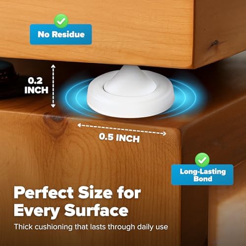 STRONGEST HOME Cabinet Door Bumpers 0.5", White Rubber Pads, 200 Pack - Image 5