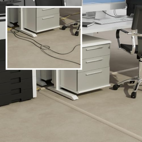 D-Line 15ft Floor Cord Cover, Cable Protector, Hide Extension Cords, Protect Cords, Prevent Cable Trips, Heavy Duty Cord Hider - Cable Cavity = 0.63" (W) x 0.31" (H) - Beige - Image 4