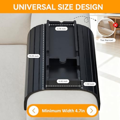 GEHE Bamboo Couch Cup Holder, Anti-Spill Sofa Arm Tray, Natural and Easy to Clean Couch Arm Cup Holder Armrest Tray Perfect for Cups, Beers, Snacks, Remote Control, Drinks - Image 2