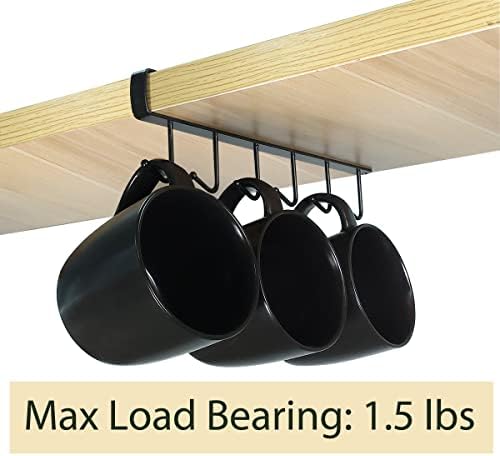 2 Pack White Under Cabinet Mug Holder, Cup Rack For 1 Inch Shelves - Image 6