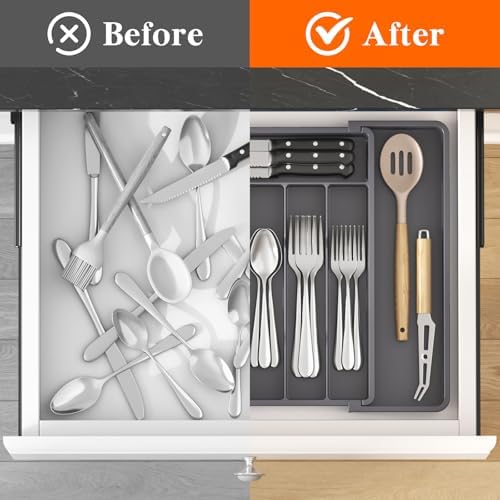 Lifewit Expandable Silverware Drawer Organizer, Kitchen Utensil Tray - Image 5