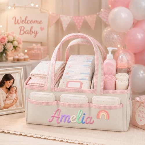 Personalized Diaper Caddy Organizer Custom Baby Storage Basket - Image 3