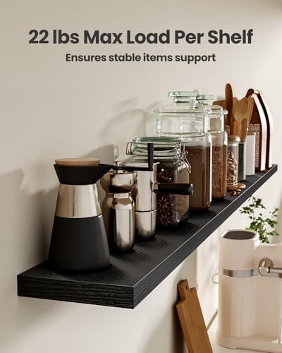 Amada 35.4" Floating Shelves for Wall Decor & Storage, Set of 3, Black - Image 4