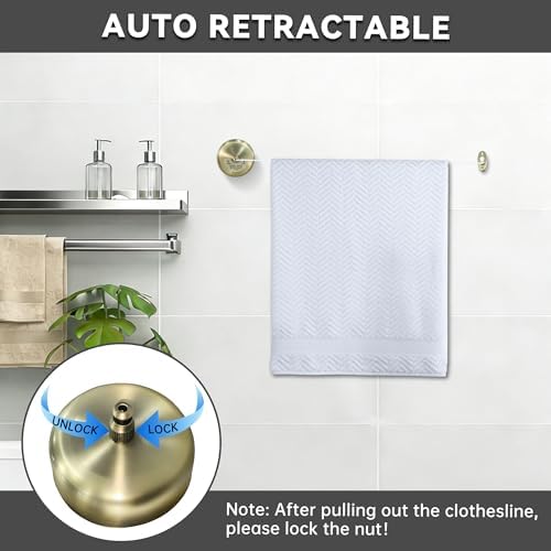 Retractable Clothesline,Stainless Steel Clothing Line Dryer with 9.2FT Nylon String for Shower Room Bathroom Laundry (Bronze) - Image 5