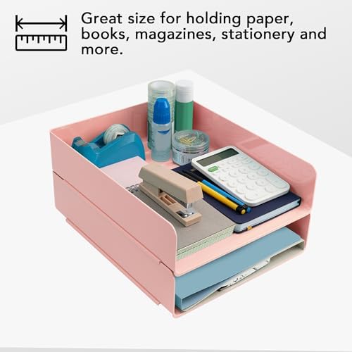 Tiawudi Desk Organizer, Office Organization and Storage, Plastic Letter Tray, Stackable File Organizer for Classroom, Home, Documents, Notes, Folders, Books and Pens, 4 Tier - Image 5