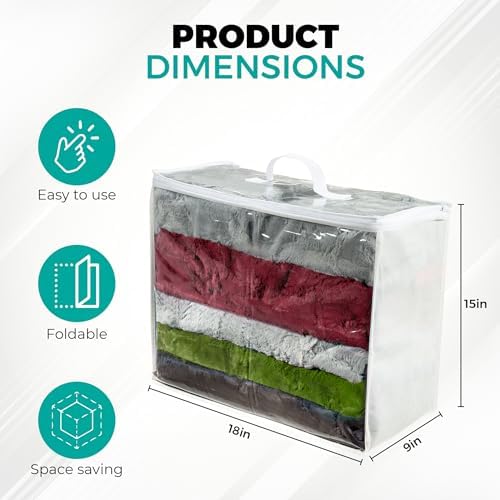 VitalUp Clear Plastic Storage Bags, Durable Zippered Storage Bags for Comforters, Blankets, Clothes, and Bedding - Breathable Nonwoven with Clear Front for Easy Organizing, 18x15x9, 3 Pack - Image 5