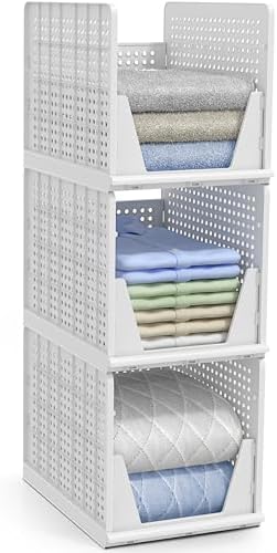 Sorbus Stackable Closet Organizer, Open-Front Shelf Bins (3 XL) by Sorbus