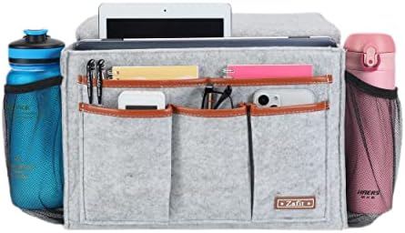 Zafit Bedside Caddy, Large Size Bedside Storage Organizer Bedside Organizer Caddy for Magazine Remotes Phone (13.4'' x 18.1'' Plus Size, Light Grey) - Image 2