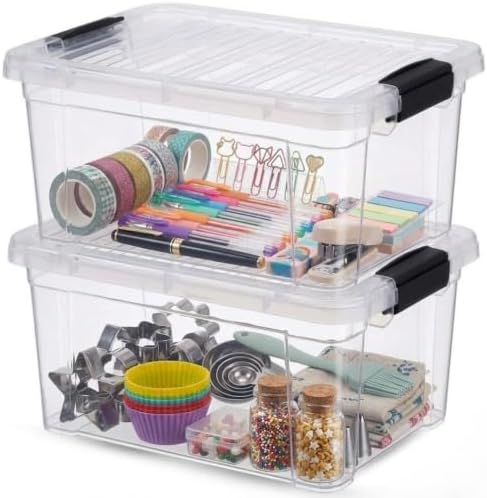 Superio 6.6 Quart Clear Plastic Storage Boxes with Lids, Stackable Organizer Containers, BPA-Free Storage Bins for Home, Office, School & Dorm, 2 Pack by Superio