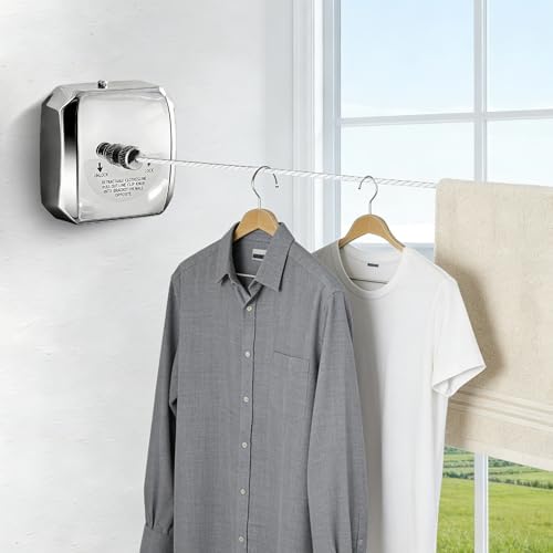304 Stainless Steel Retractable Clothesline with Adjustable Rope String for Hanging Drying Shower Room(Sliver Square) - Image 4