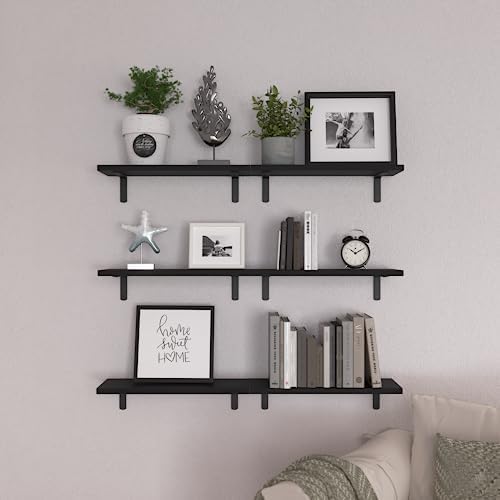 WOPITUES Floating Shelves Set of 6 for Wall Decor & Storage, Black - Image 6