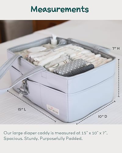 Lily Miles Diaper Caddy Organizer with 8 Pockets, Wipeable Baby Caddy Basket for Diapers and Wipes, Baby Registry Favorites, Nursery Tote Bag for Changing Table or Car (Heather Grey, Large) - Image 5