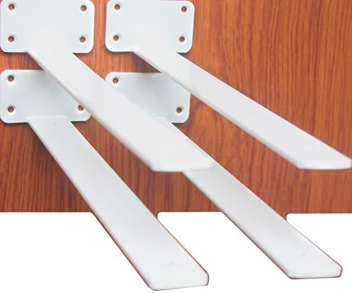 4 Pack - 18 inch White Hidden L Shelf Bracket (1/5 Inch Thicked) Iron Floating Shelf Brackets Rustic Industrial Metal Brackets for Shelf Support by MHMYDZ