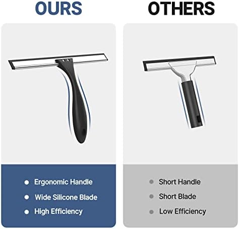 AmazerBath Squeegee for Shower Glass Door, Shower Squeegee for Glass Doors - All-Purpose Squeegee with Hook for Shower Doors, Windows, Mirrors, Tiles and Car Glass, 10 Inches - Image 3