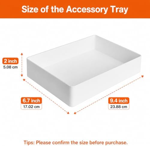 Amazon Basics Rectangular Plastic Desk Organizer with Storage Trays, Accessory Tray, Drawer Organizer, 9.4 x 6.7 x 2 inch, White - Image 3
