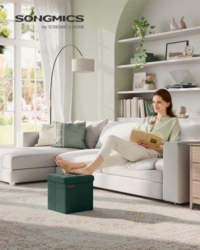 SONGMICS Small Folding Storage Ottoman, 11.8 x 11.8 x 11.8 in - Image 2