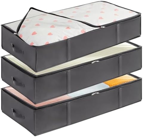 Lifewit 95L 3 Pack Under Bed Storage Container, Blanket Organizer, Gray by Lifewit