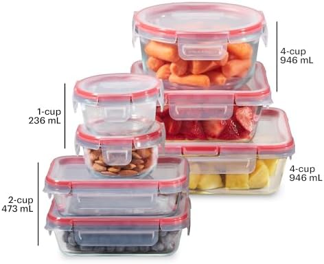 Pyrex Freshlock (7-Pack) Glass Food Storage Containers Set (1, 2, 4 Cup) - Image 2