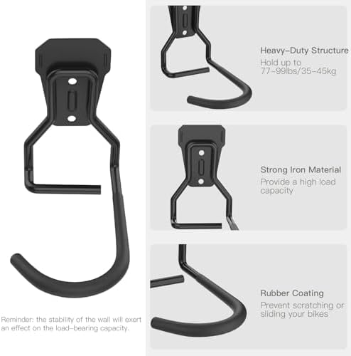 Housolution Bike Wall Mount with Fixed Hook, [8 Pack] Bike Storage Rack - Image 4