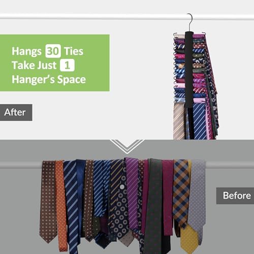 Tie Hanger for Closet, Wooden Tie Organizer, Holds 30 Ties - Image 3