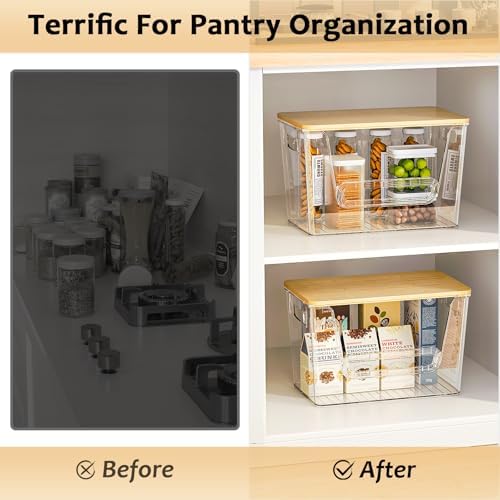 Delamu 3 Pack Pantry Organizers and Storage,Trash Bag Dispenser with Bamboo Top,Stackable Trash Bag Dispenser Under Sink Organizer for 4-30 GalBags,Onion,Potato,Fruits,Clear - Image 5