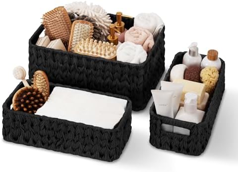 GRANNY SAYS Wicker Baskets for Shelves, Large Black Baskets for Organizing by GRANNYSAYS
