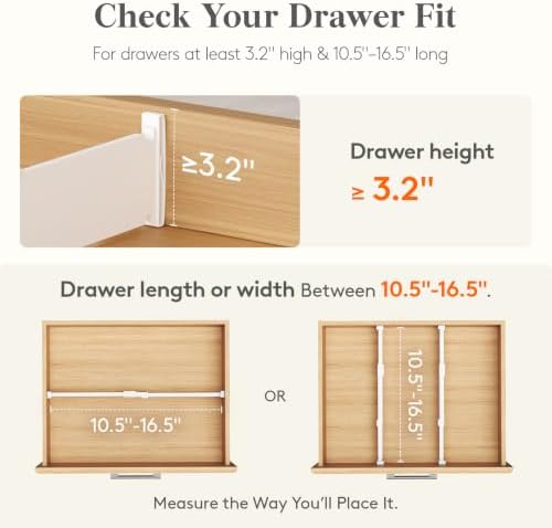 Lifewit 3.2" High Drawer Dividers for Clothes, Adjustable Drawer Organizers - Image 4