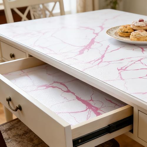 Pink Marble Pattern Shelf Liner, Non-Adhesive Non-Slip Thickened - Image 3