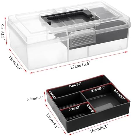 JUXYES Clear Art Craft Supply Storage Bin Sewing Box With Handle Lid - Image 2