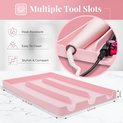Hair Tool Organizer, 100% Food Grade Silicone, Up to 428F Heat Resistant, Hot Tools Organizer, Hair Styling Tools Organizer, 14.75" x 9.5" x 1" - Image 5