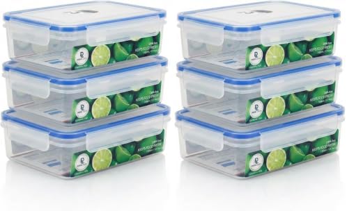 Tribello 50 oz Airtight Food Storage Containers with SnapTight Lids – Clear, Stackable, BPA-Free Meal Prep Containers for Kitchen, Freezer & Pantry Storage – 6-Pack by Tribello